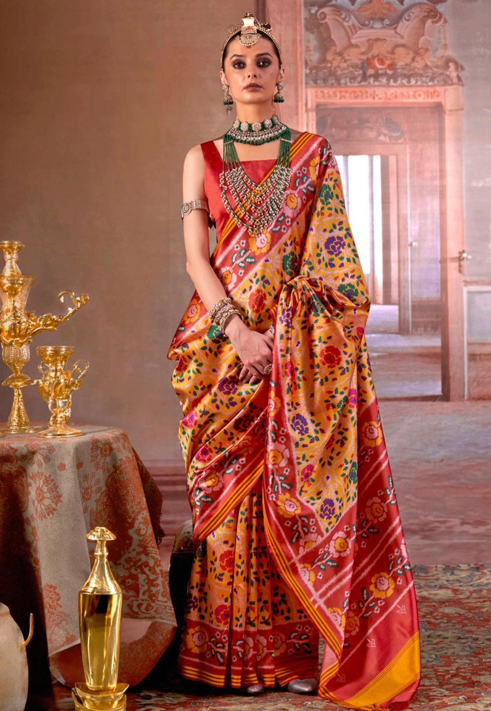 Yellow Silk Patola Saree 321120
