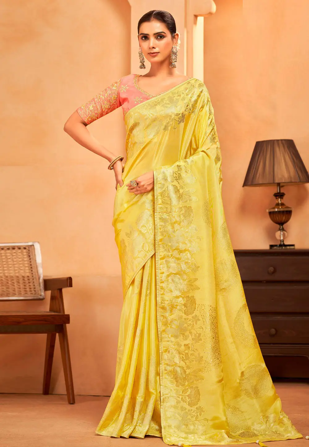 Yellow Silk Saree With Blouse 335800