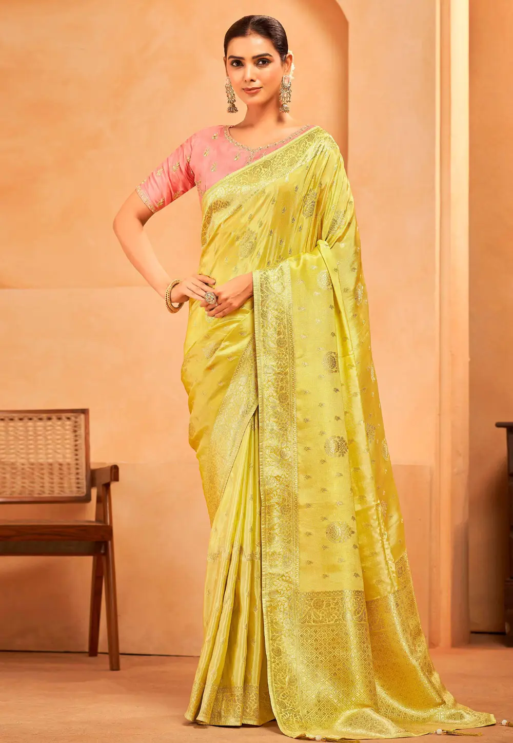 Yellow Silk Saree With Blouse 335804
