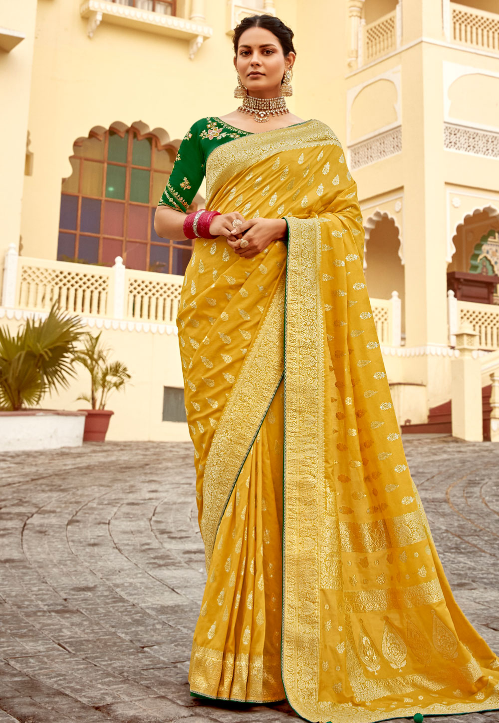Yellow Silk Saree With Blouse 305818