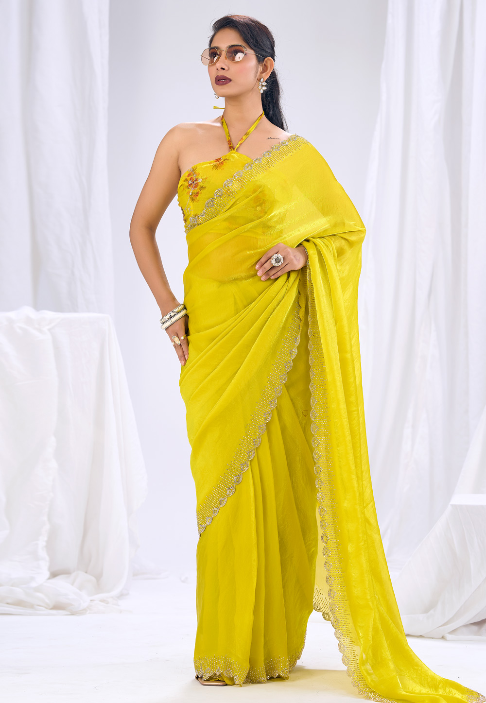 Yellow Silk Saree With Blouse 329652