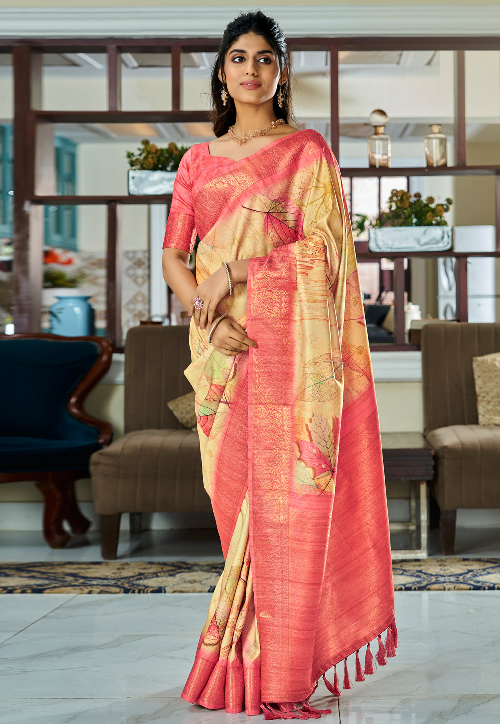 Yellow Silk Saree With Blouse 283470