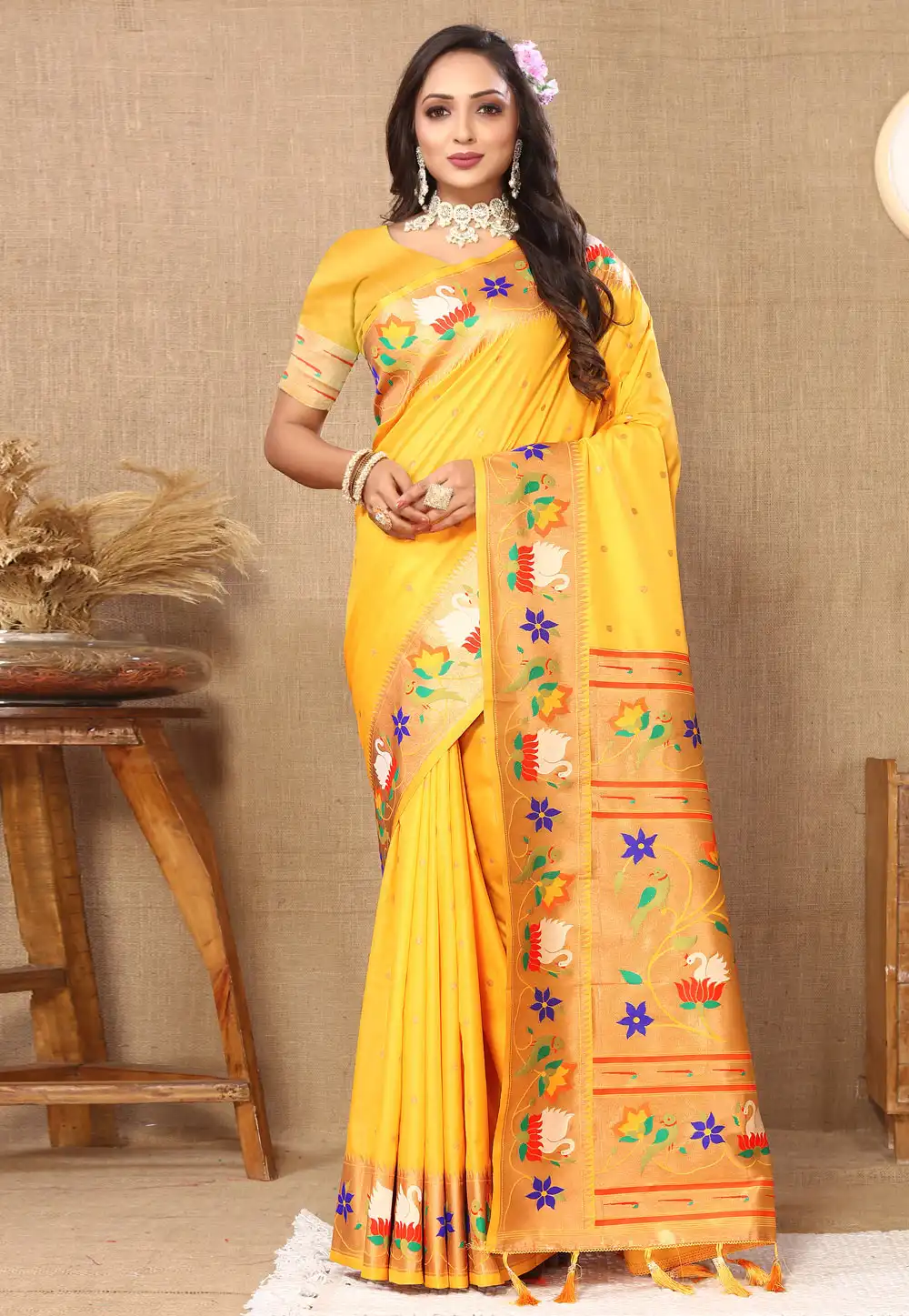 Yellow Silk Saree With Blouse 308360