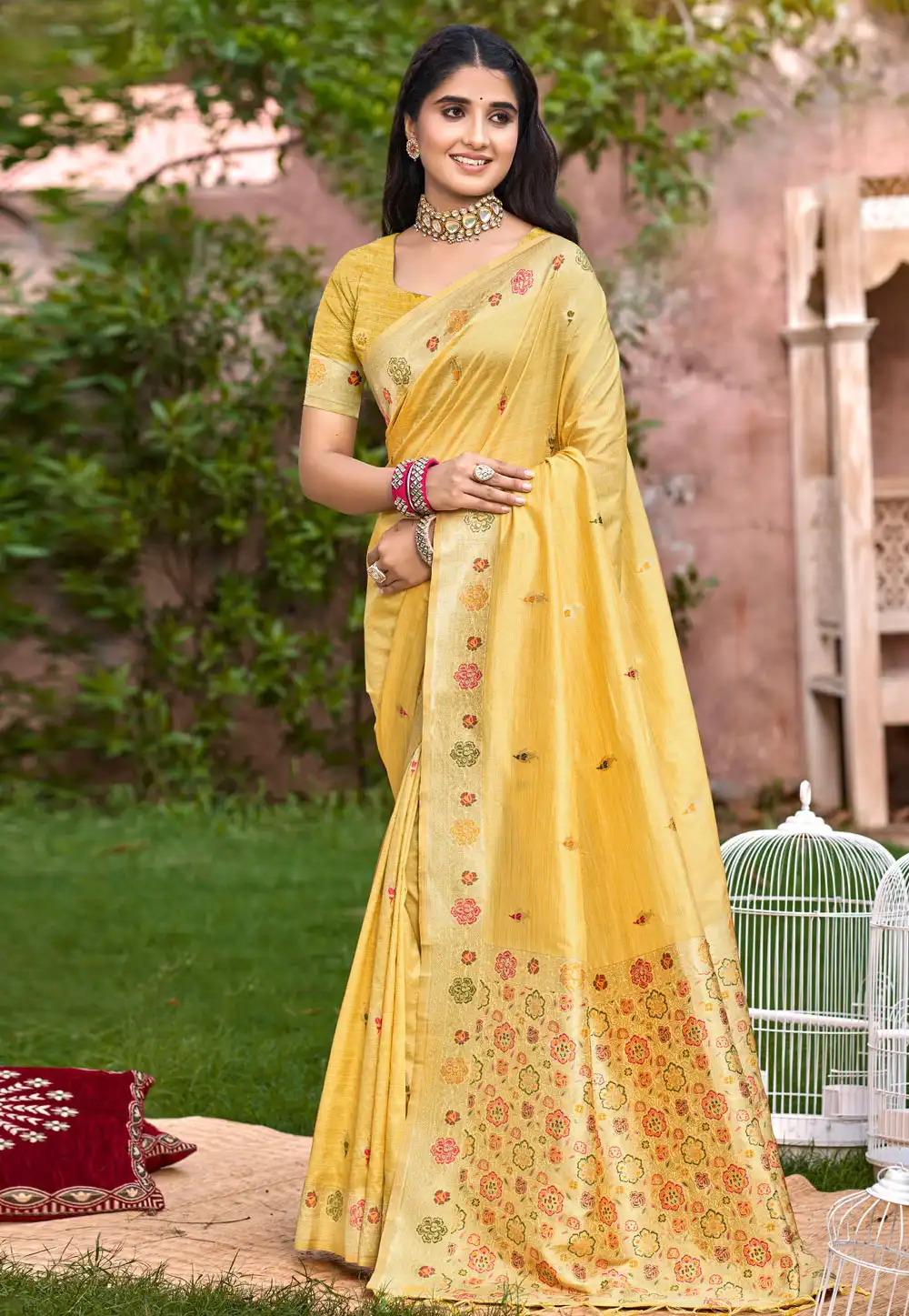 Yellow Silk Saree With Blouse 315366