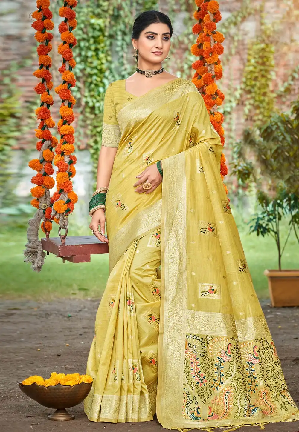 Yellow Silk Saree With Blouse 315372