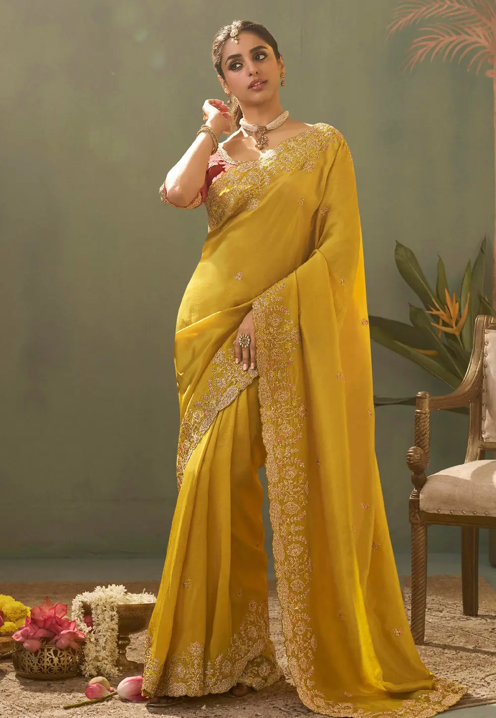Yellow Silk Saree With Blouse 333765