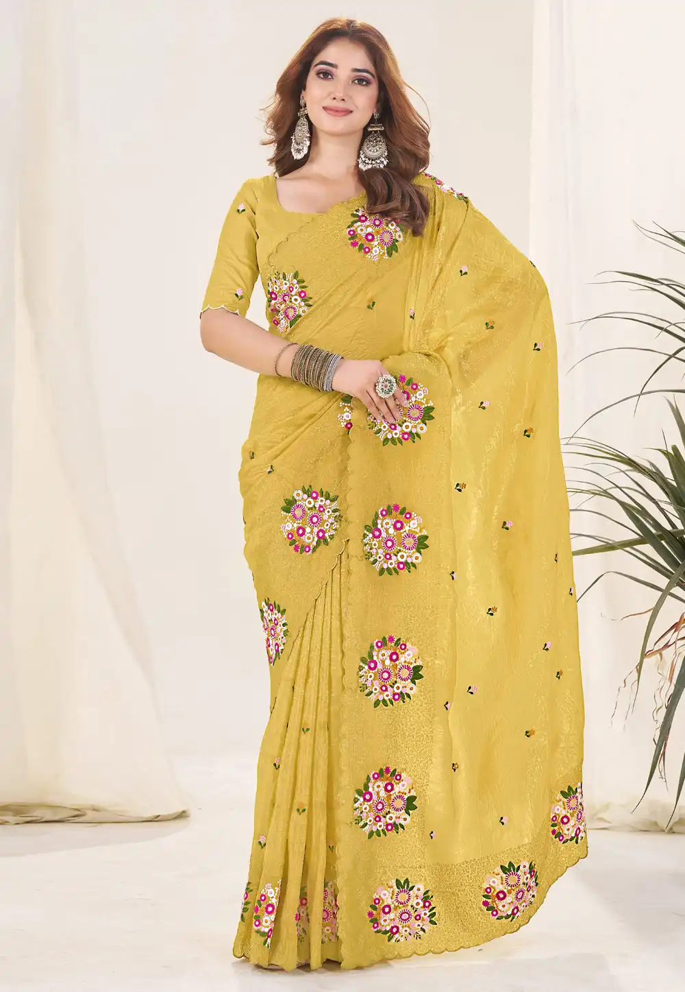 Yellow Silk Saree With Blouse 317140