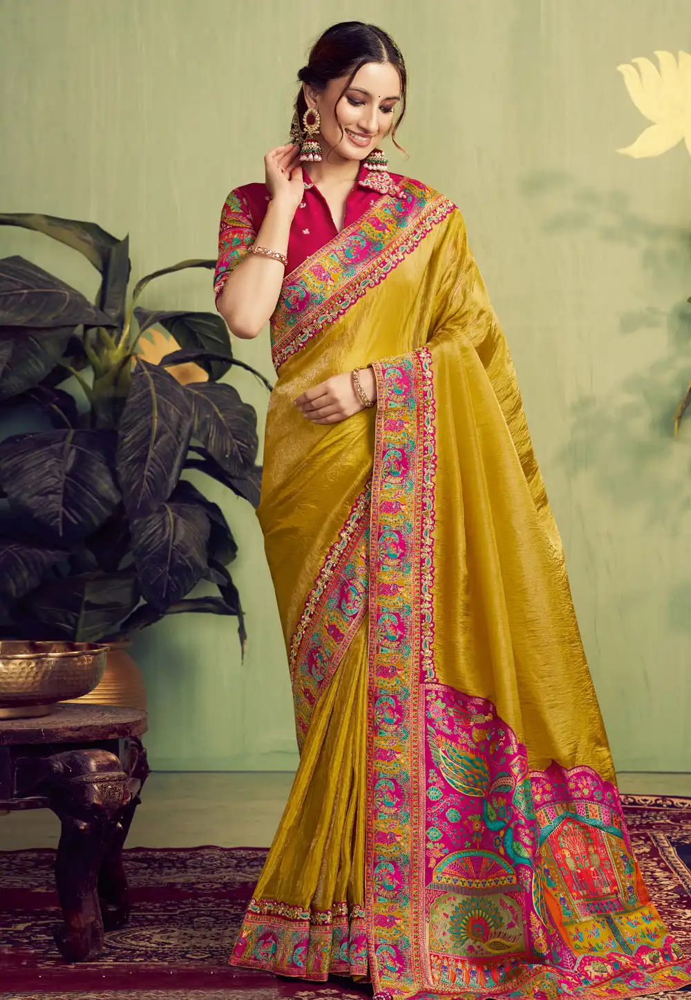 Yellow Silk Saree With Blouse 319872