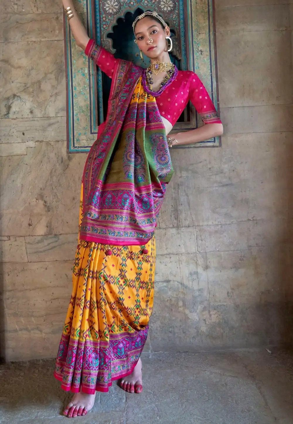 Yellow Silk Saree With Blouse 318444