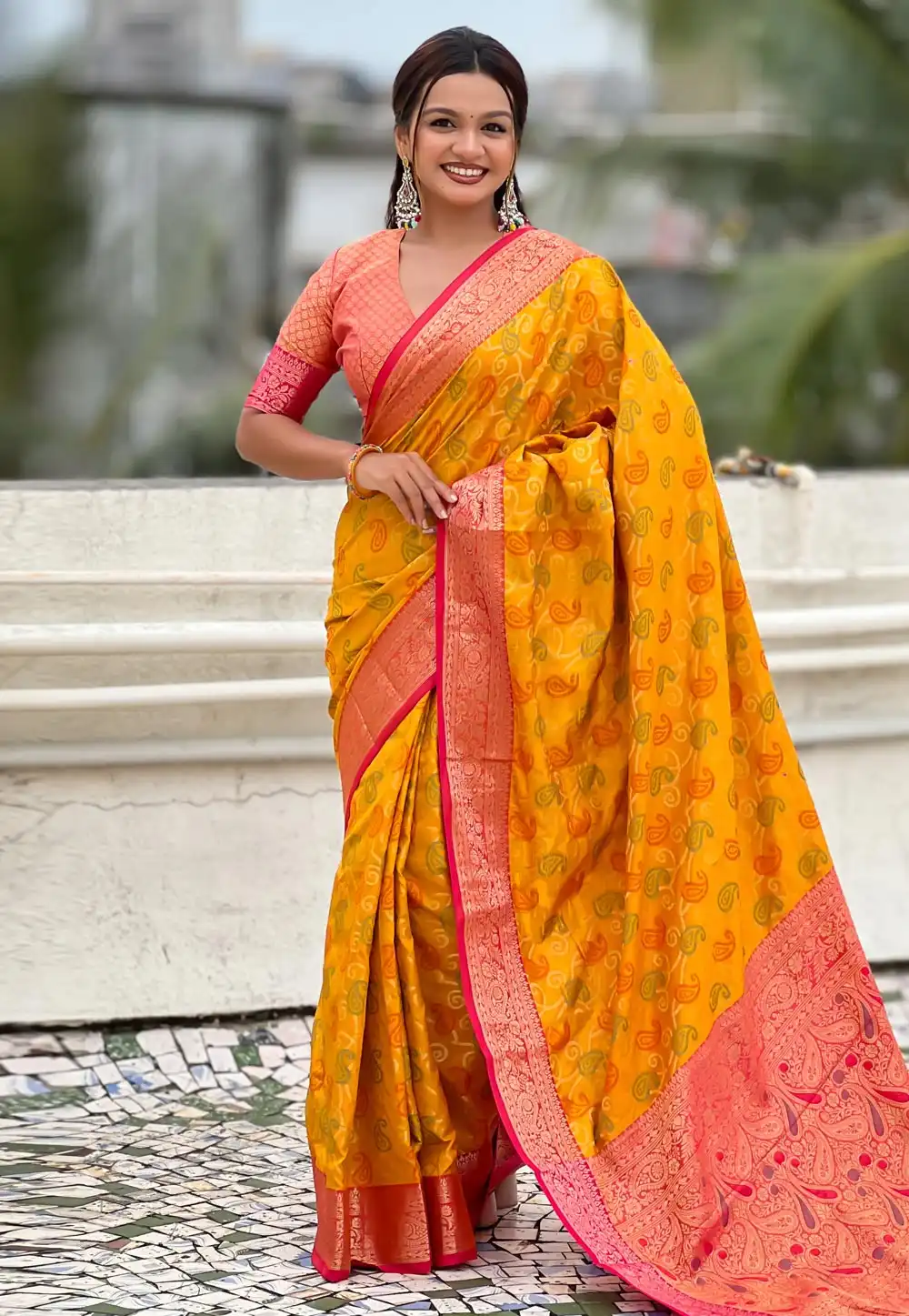 Yellow Silk Saree With Blouse 321079