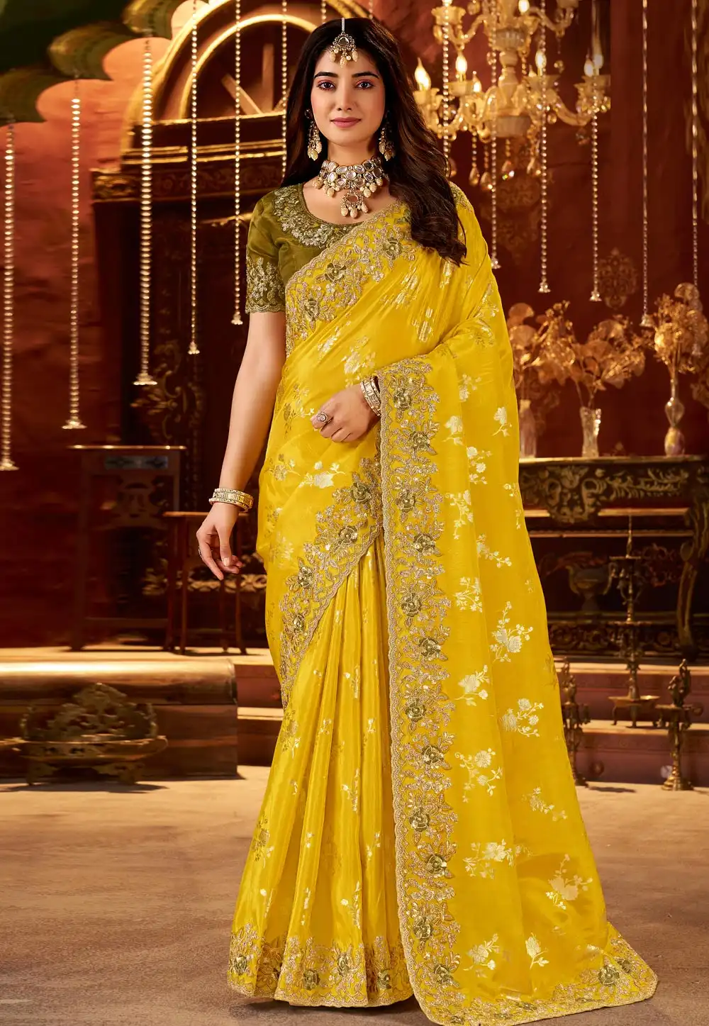 Yellow Silk Saree With Blouse 321674