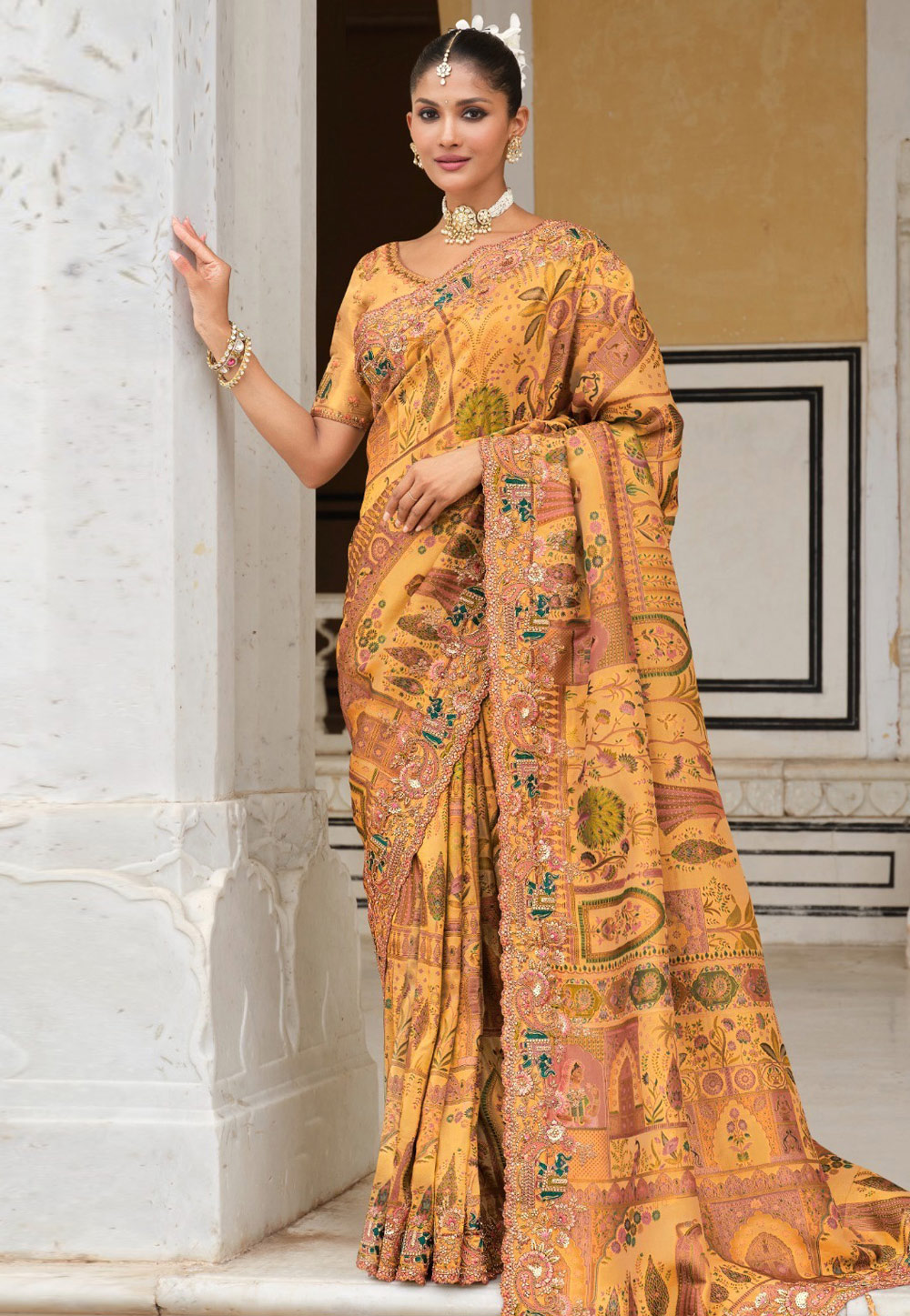 Yellow Silk Saree With Blouse 321379