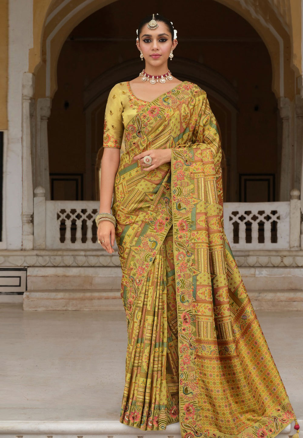 Yellow Silk Saree With Blouse 321385