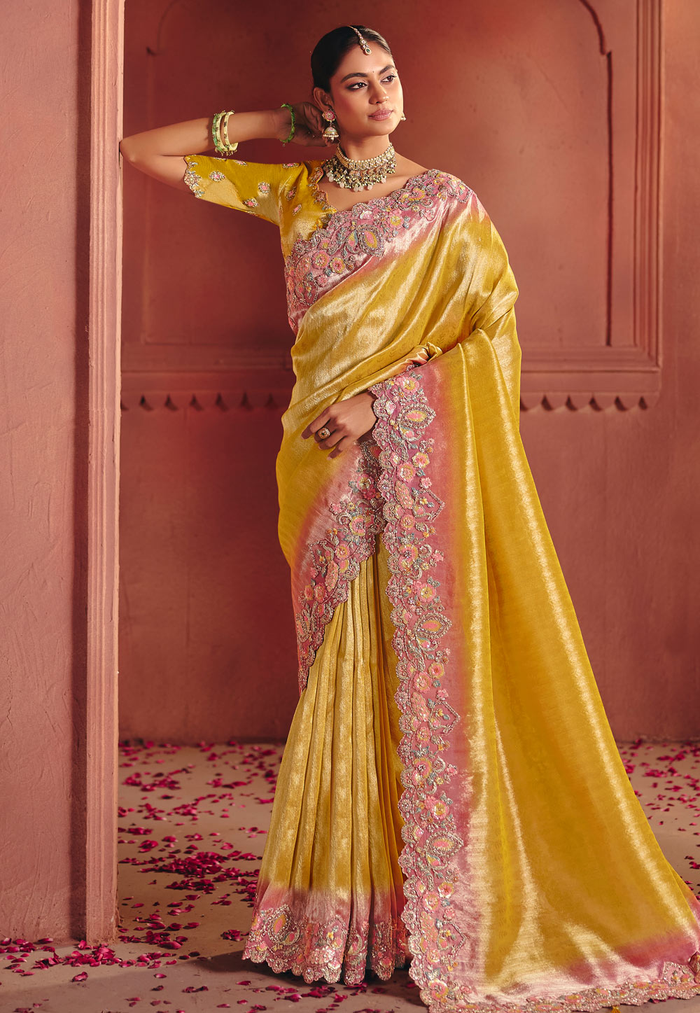 Yellow Silk Saree With Blouse 324665