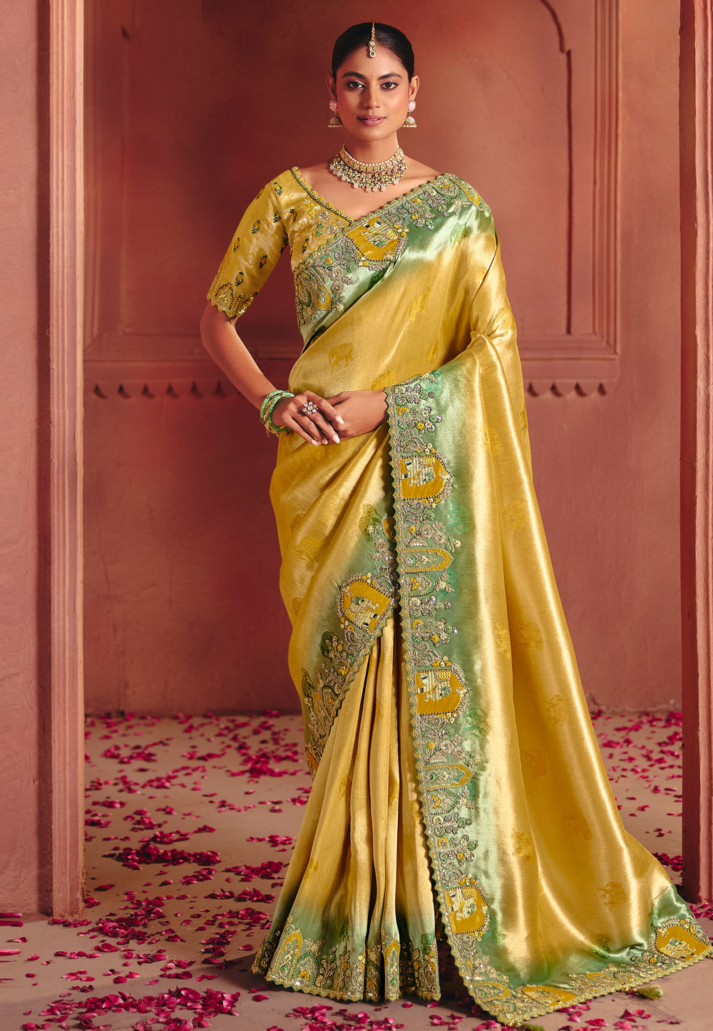 Yellow Silk Saree With Blouse 324669