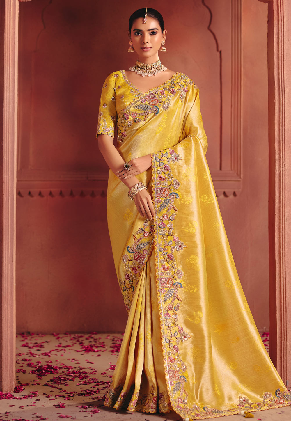 Yellow Silk Saree With Blouse 324672