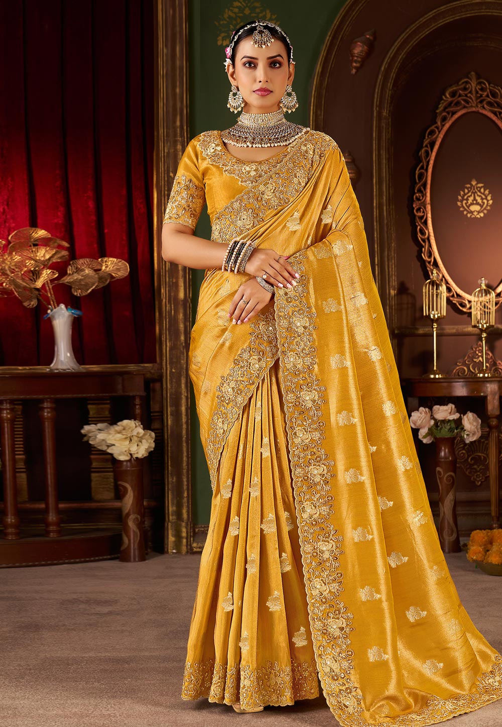 Yellow Silk Saree With Blouse 321705