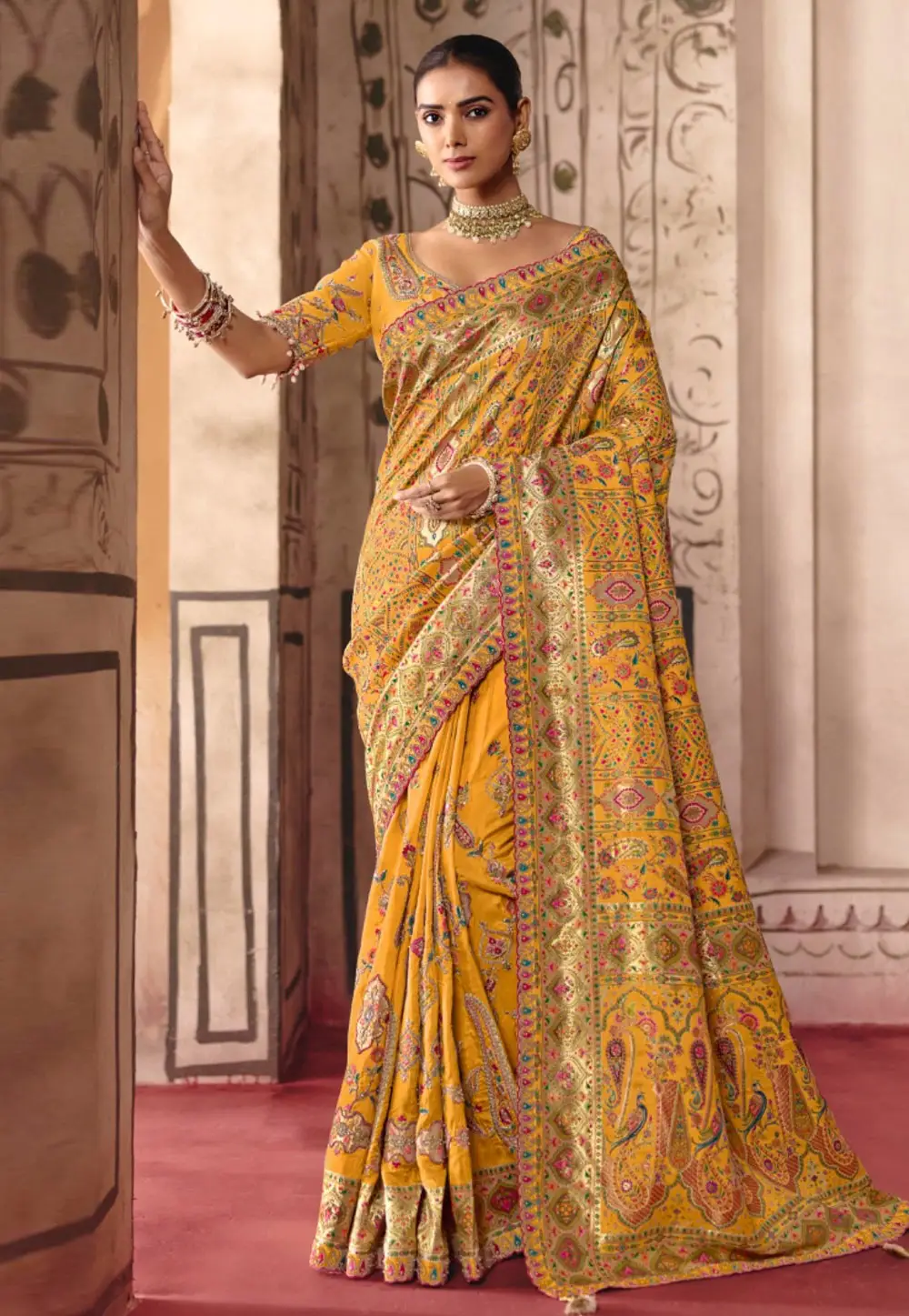 Yellow Silk Saree With Blouse 336451