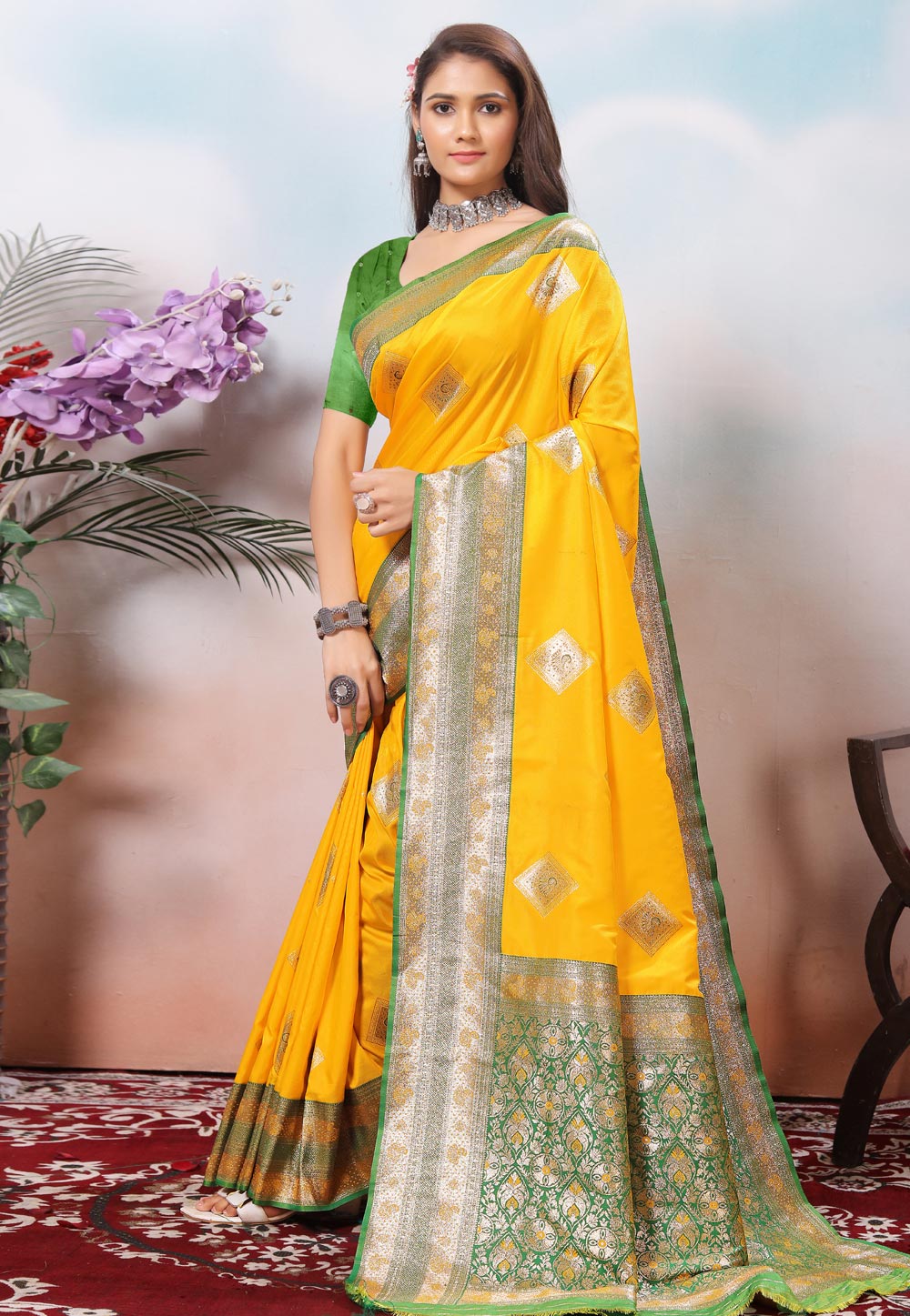 Yellow Silk Saree With Blouse 308772