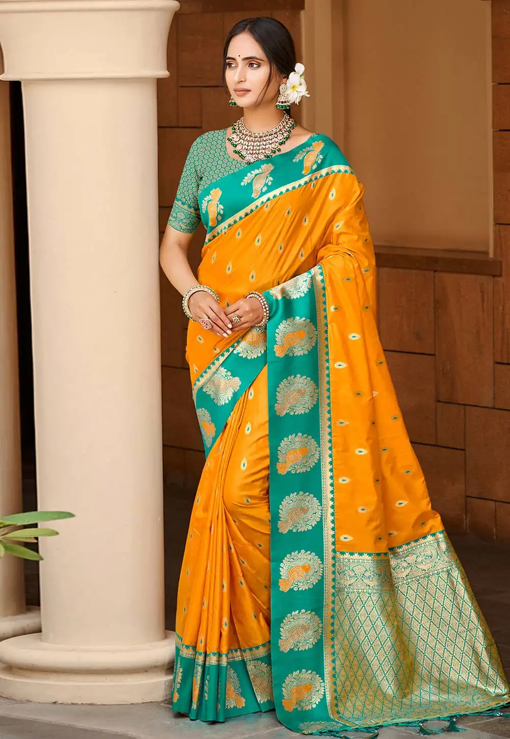 Yellow Silk Saree With Blouse 323565