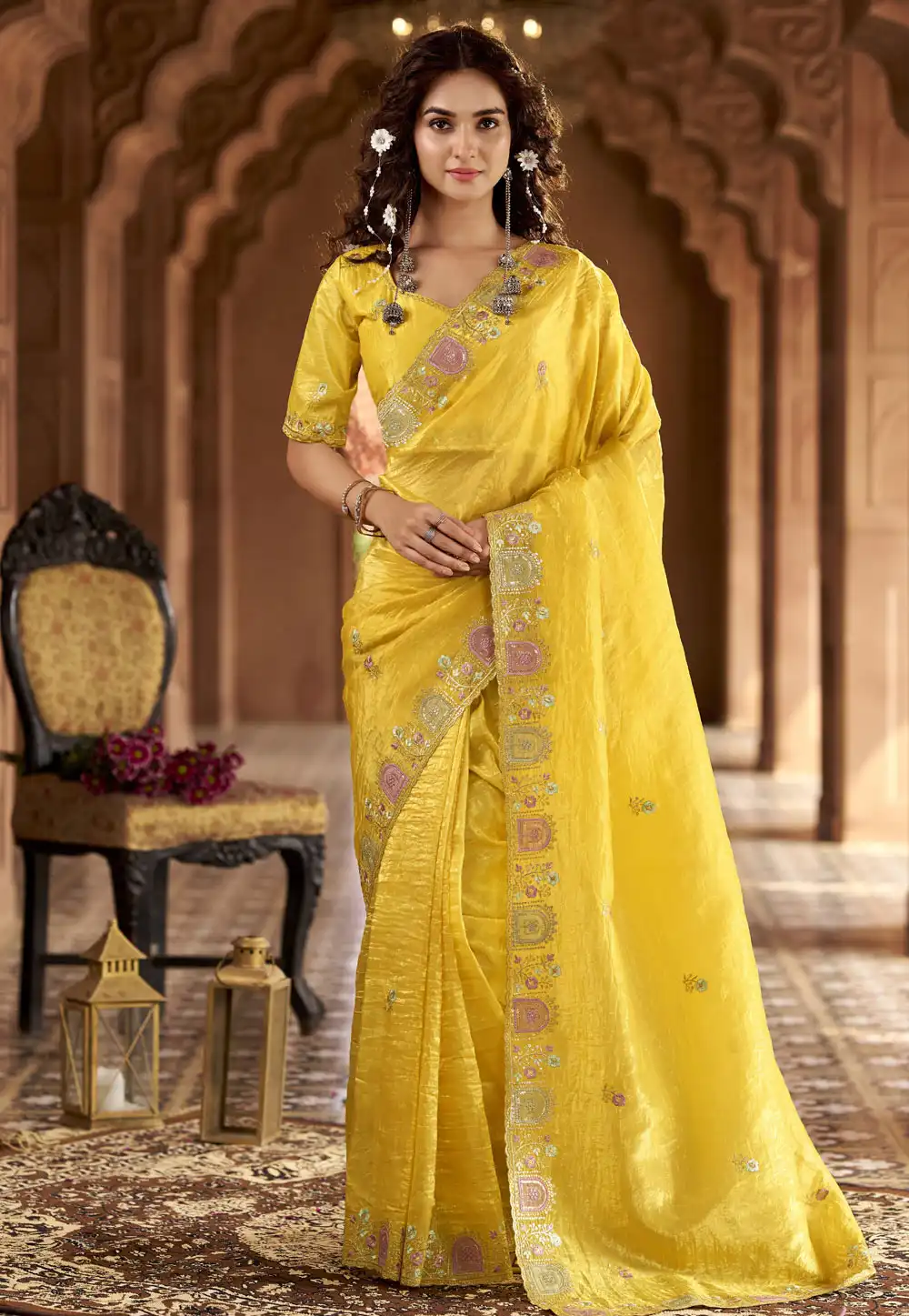 Yellow Silk Saree With Blouse 326535