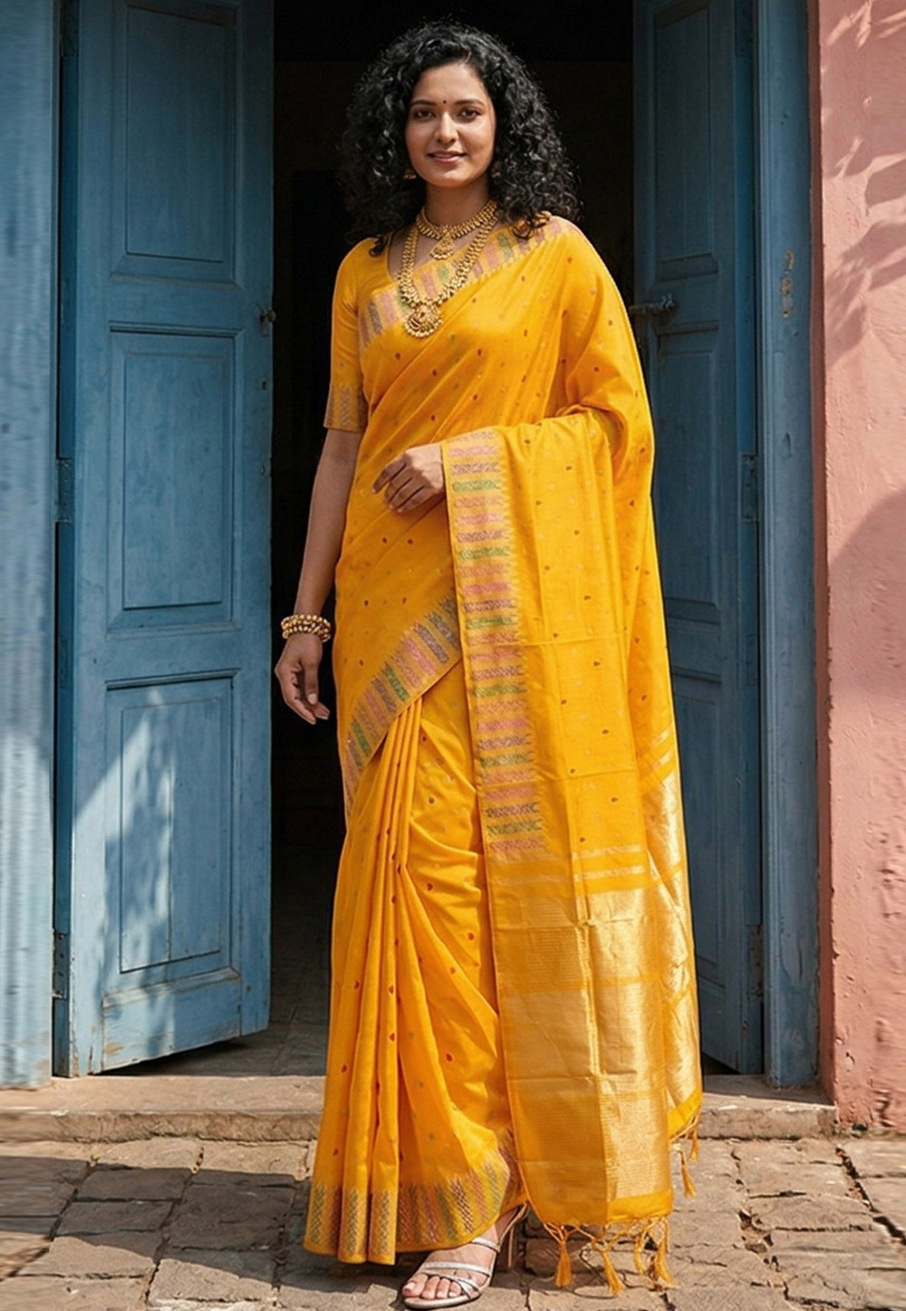 Yellow Silk Saree With Blouse 327145