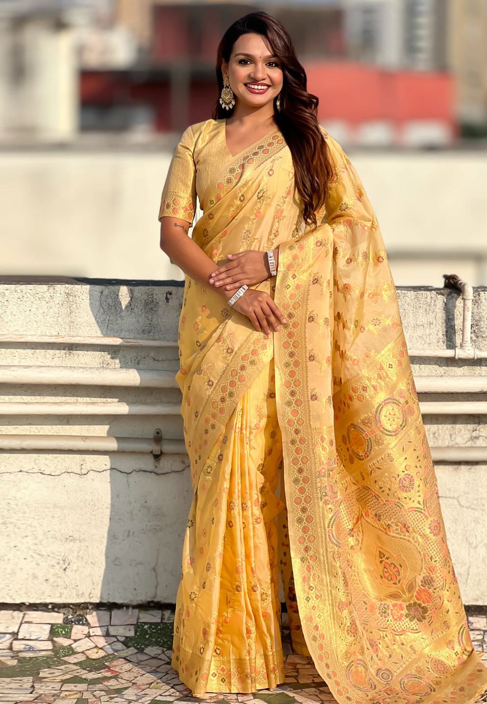 Yellow Silk Saree With Blouse 327122