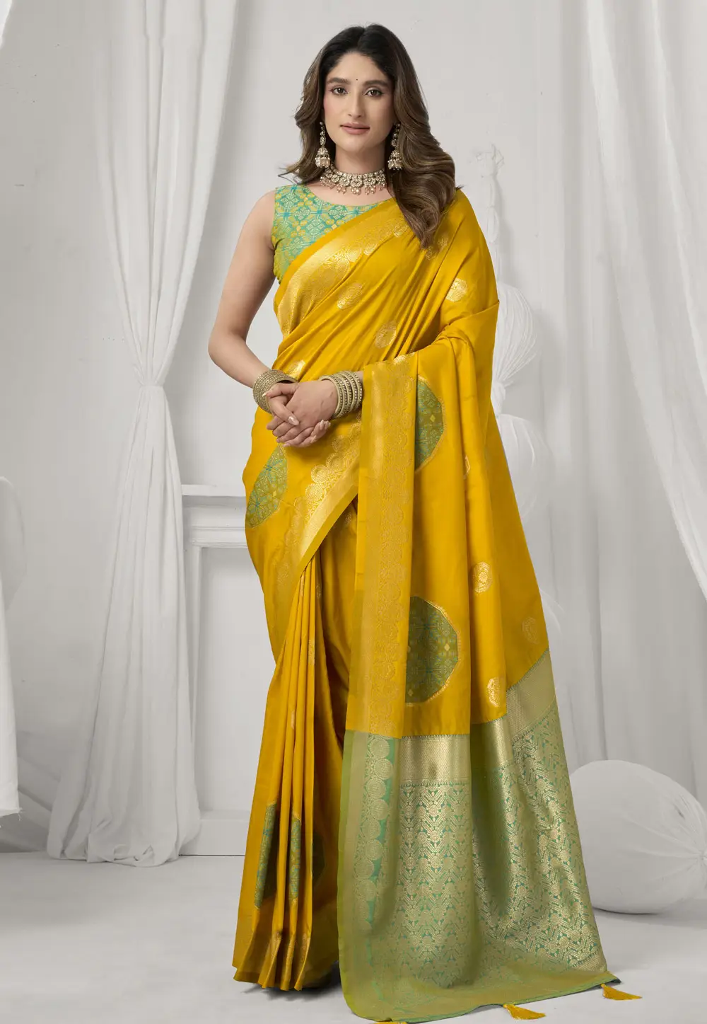 Yellow Silk Saree With Blouse 336978