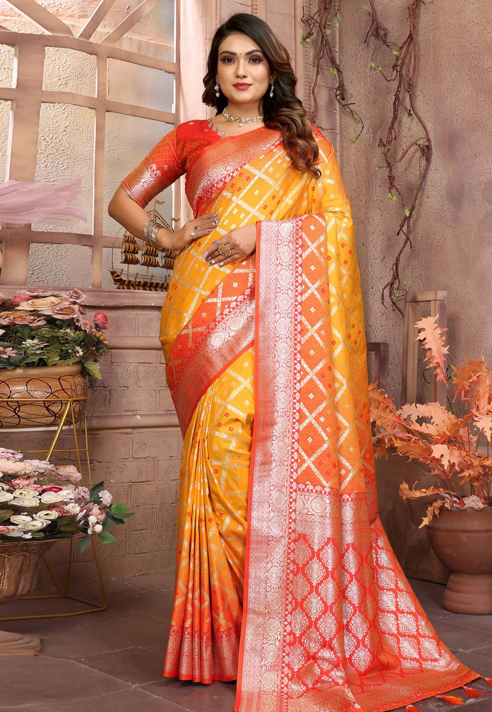 Yellow Silk Saree With Blouse 306971