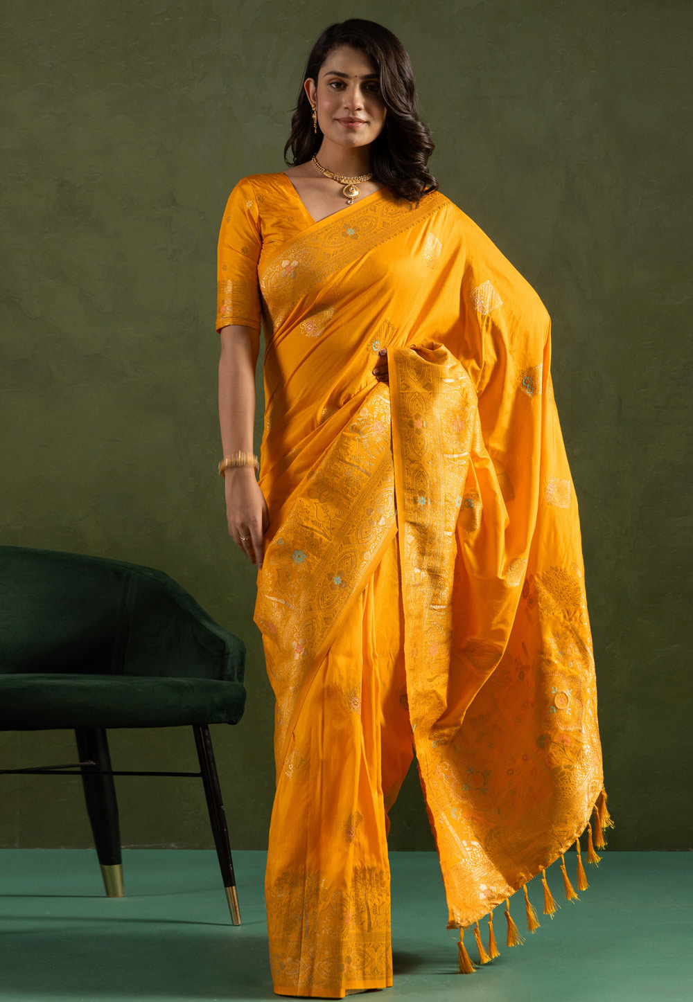 Yellow Silk Saree With Blouse 311288