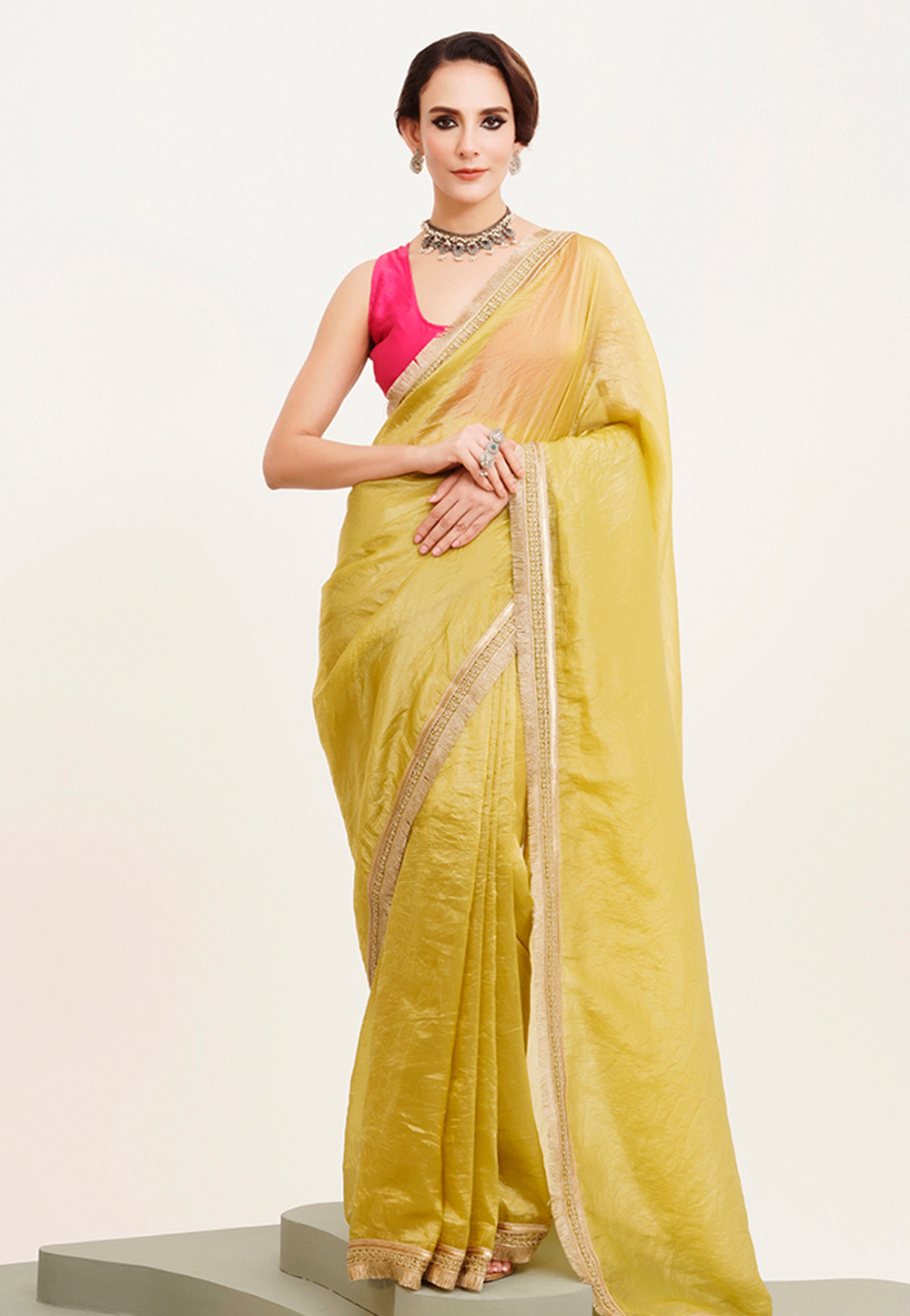 Yellow Silk Saree With Blouse 311823