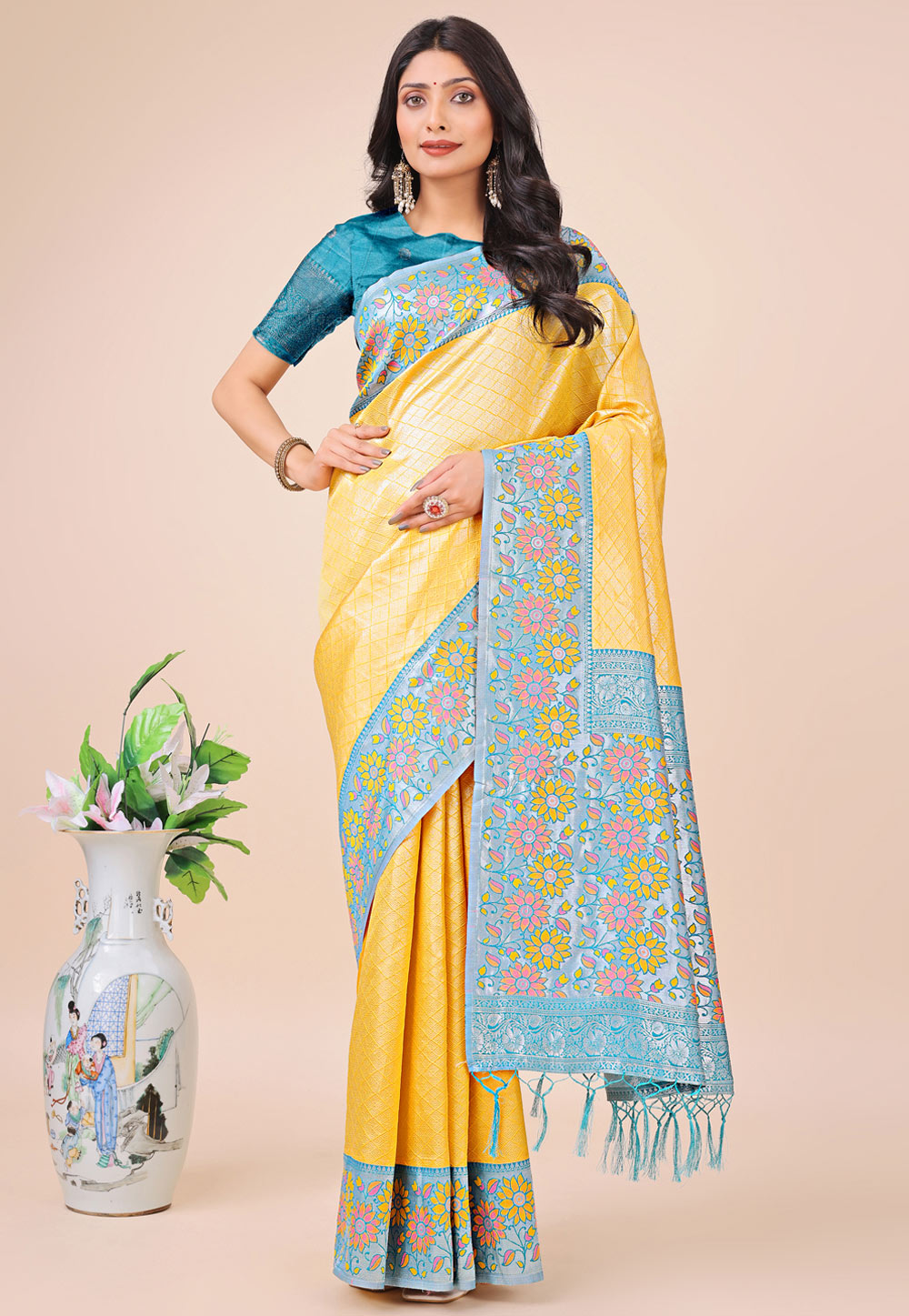 Yellow Silk Saree With Blouse 312153