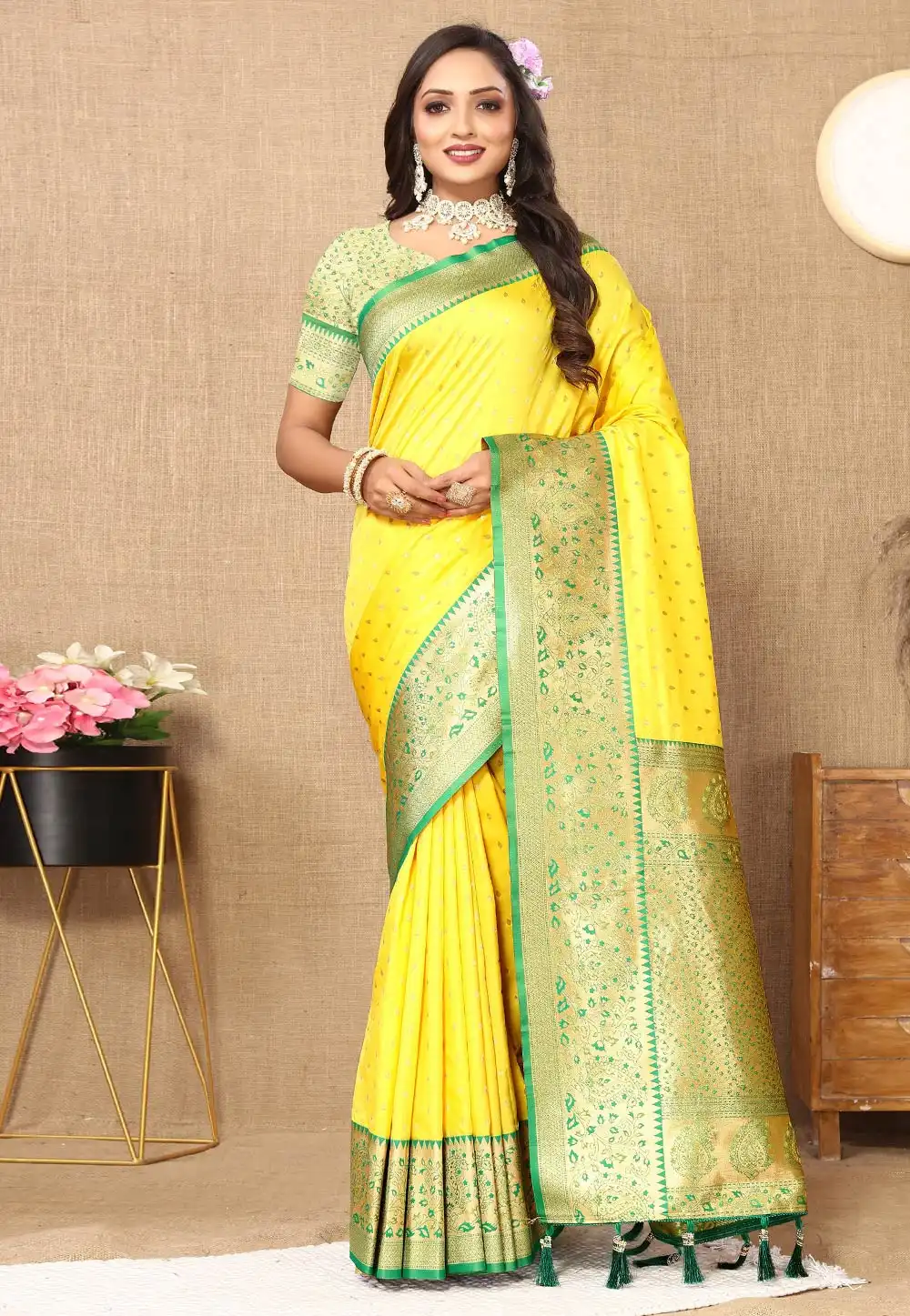 Yellow Silk Saree With Blouse 314760