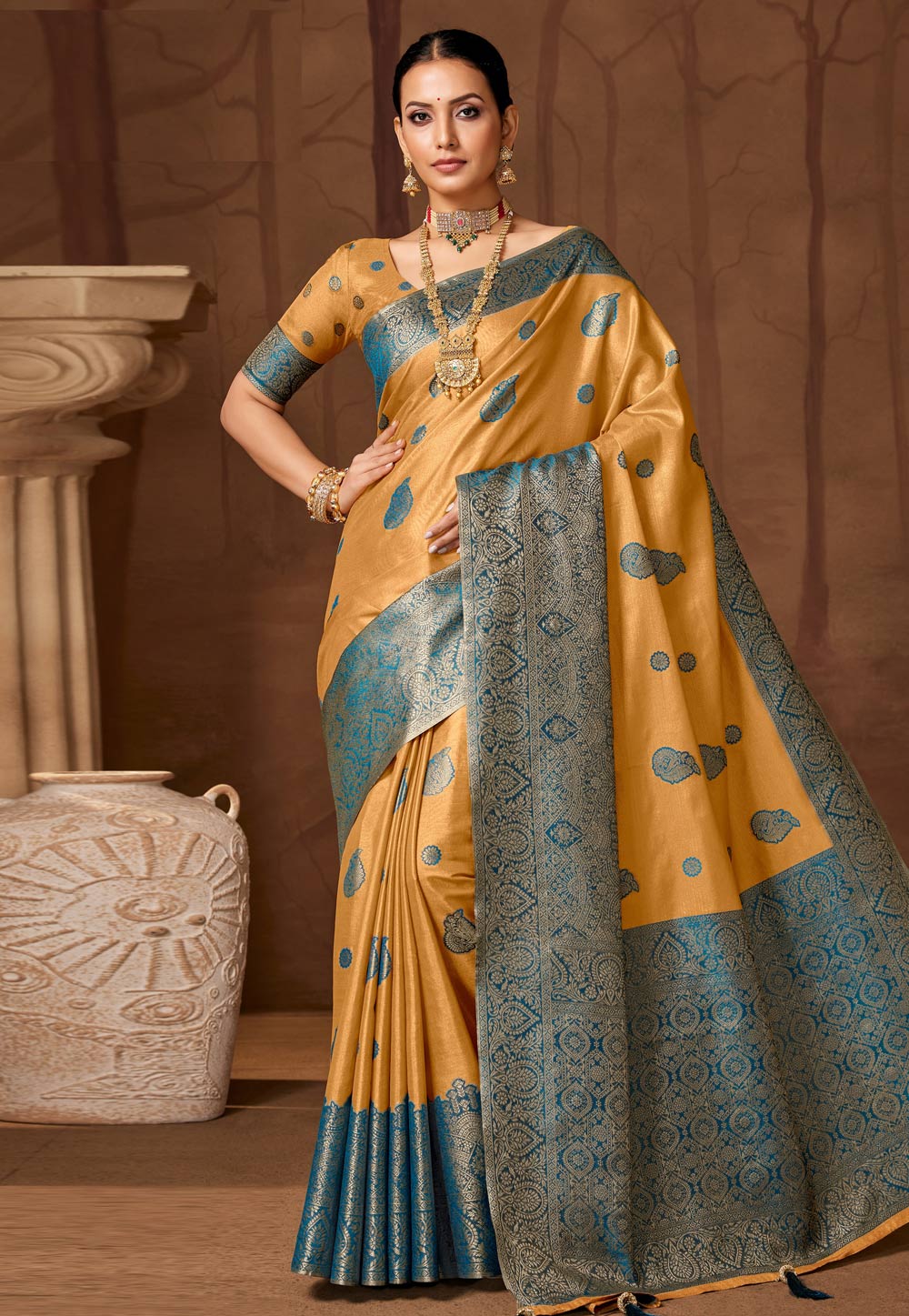 Yellow Silk Saree With Blouse 321653