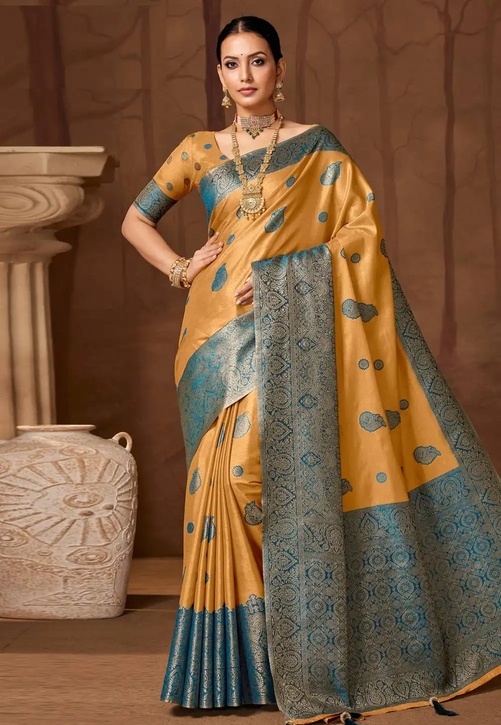 Yellow Silk Saree With Blouse 321653