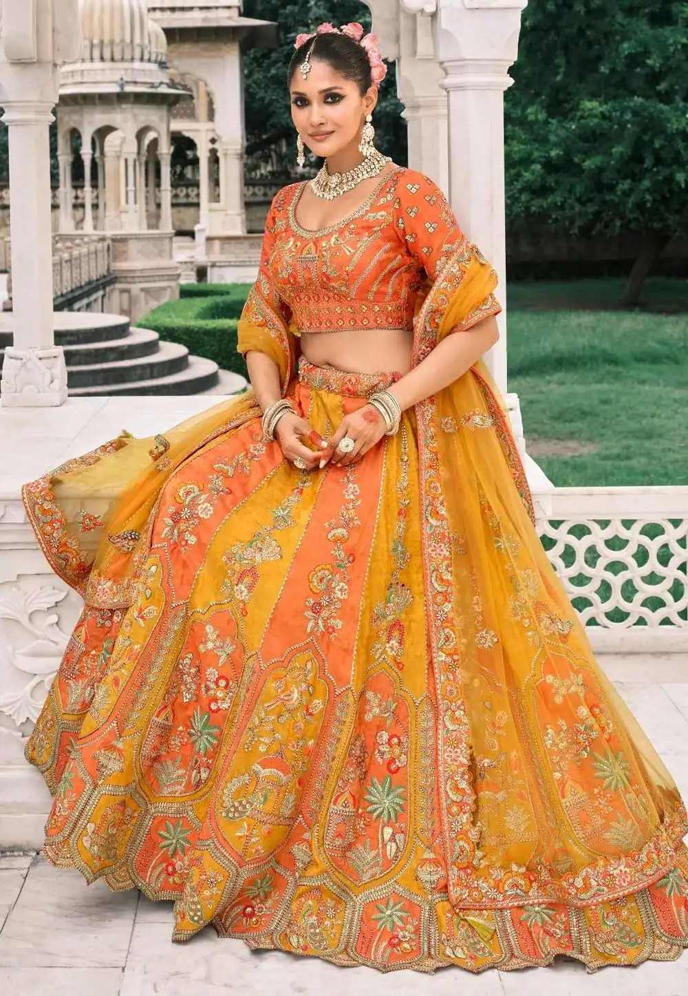 Yellow Silk Wedding Lehenga Choli 317433