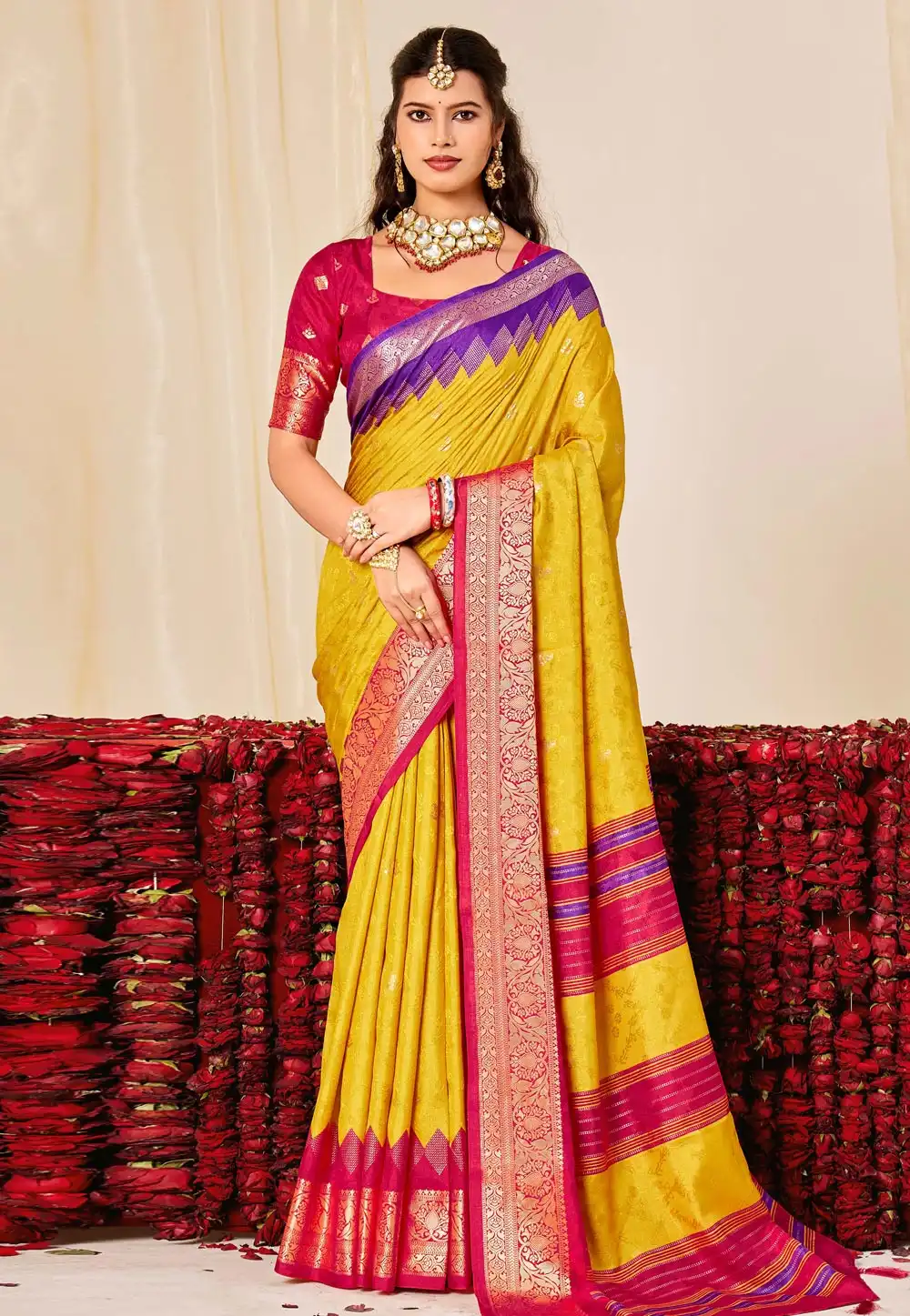 Yellow Tussar Silk Saree With Blouse 320279