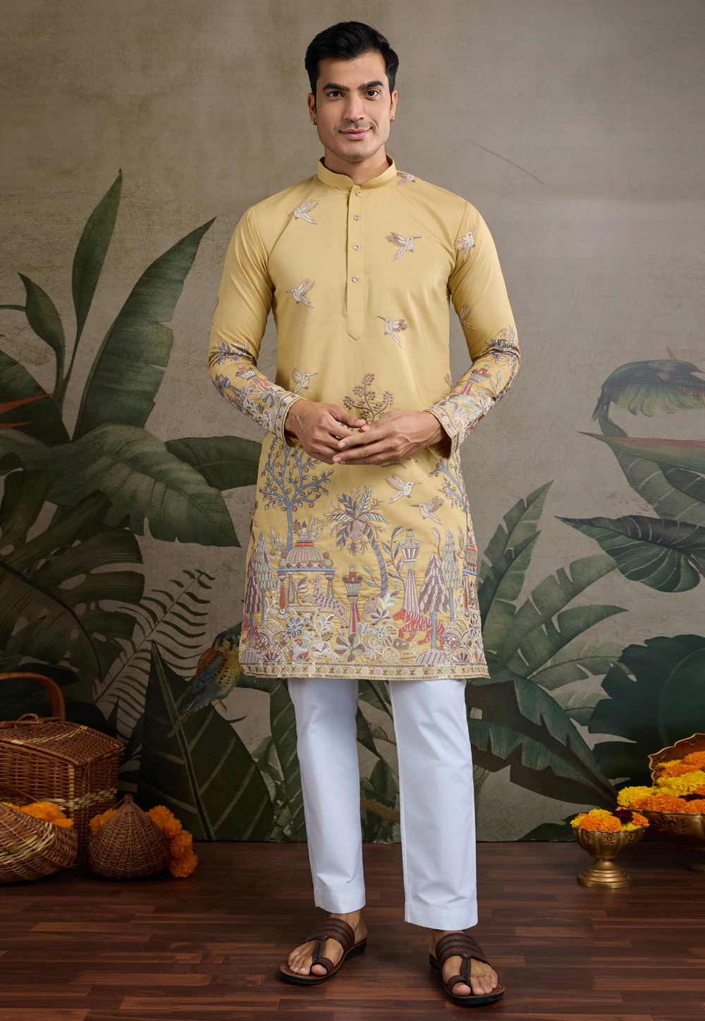 Yellow Viscose Kurta Pajama 311701