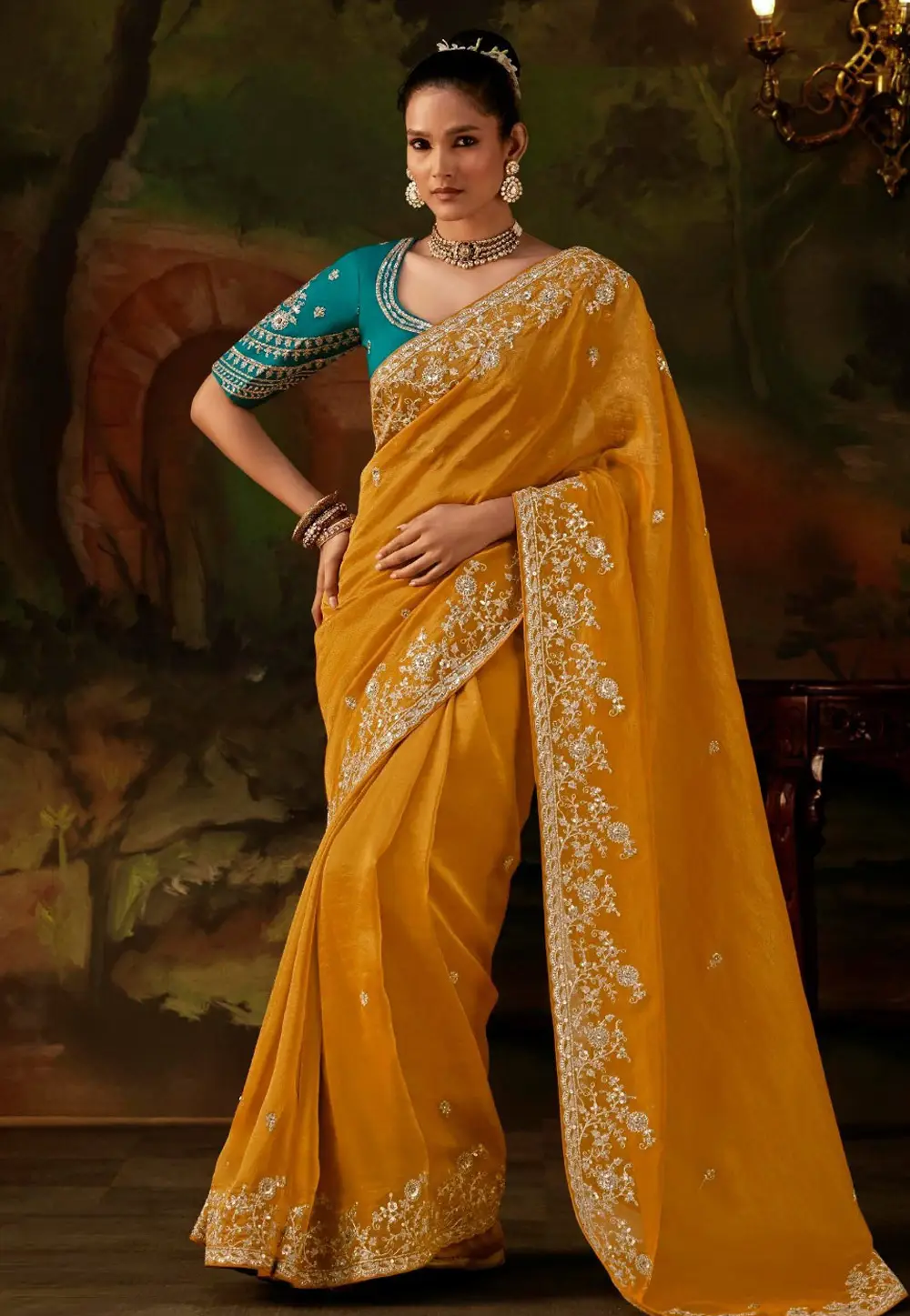 Yellow Viscose Saree With Blouse 334792