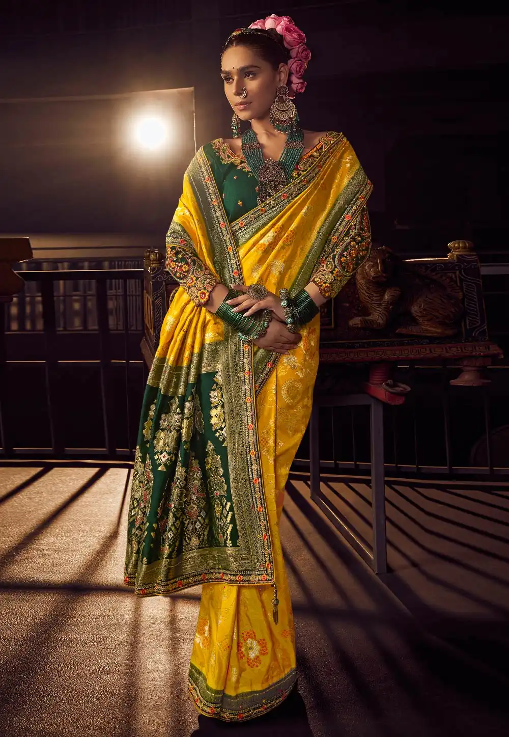 Yellow Viscose Saree With Blouse 313443