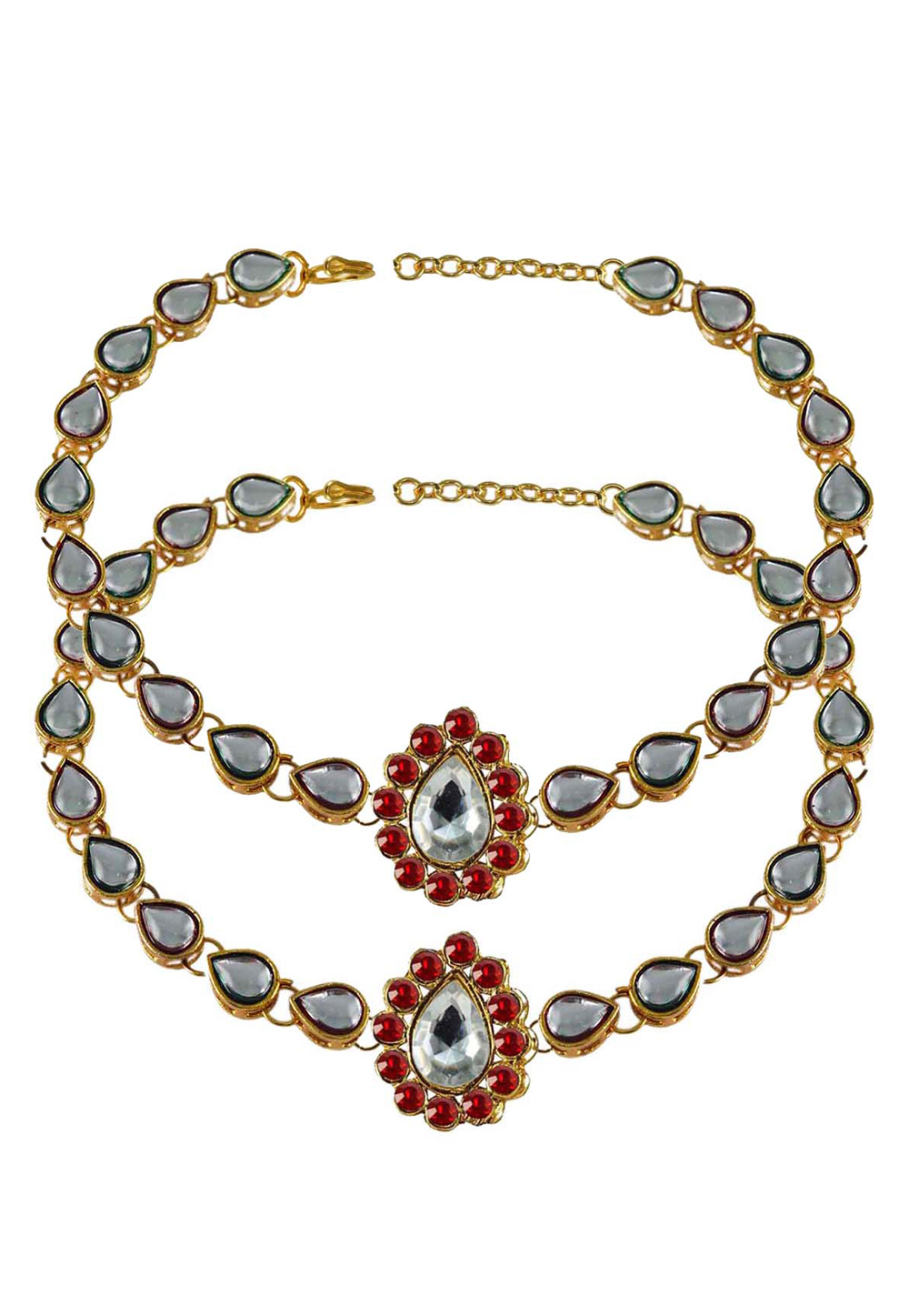 Red Brass Gold Plated Anklets 171301