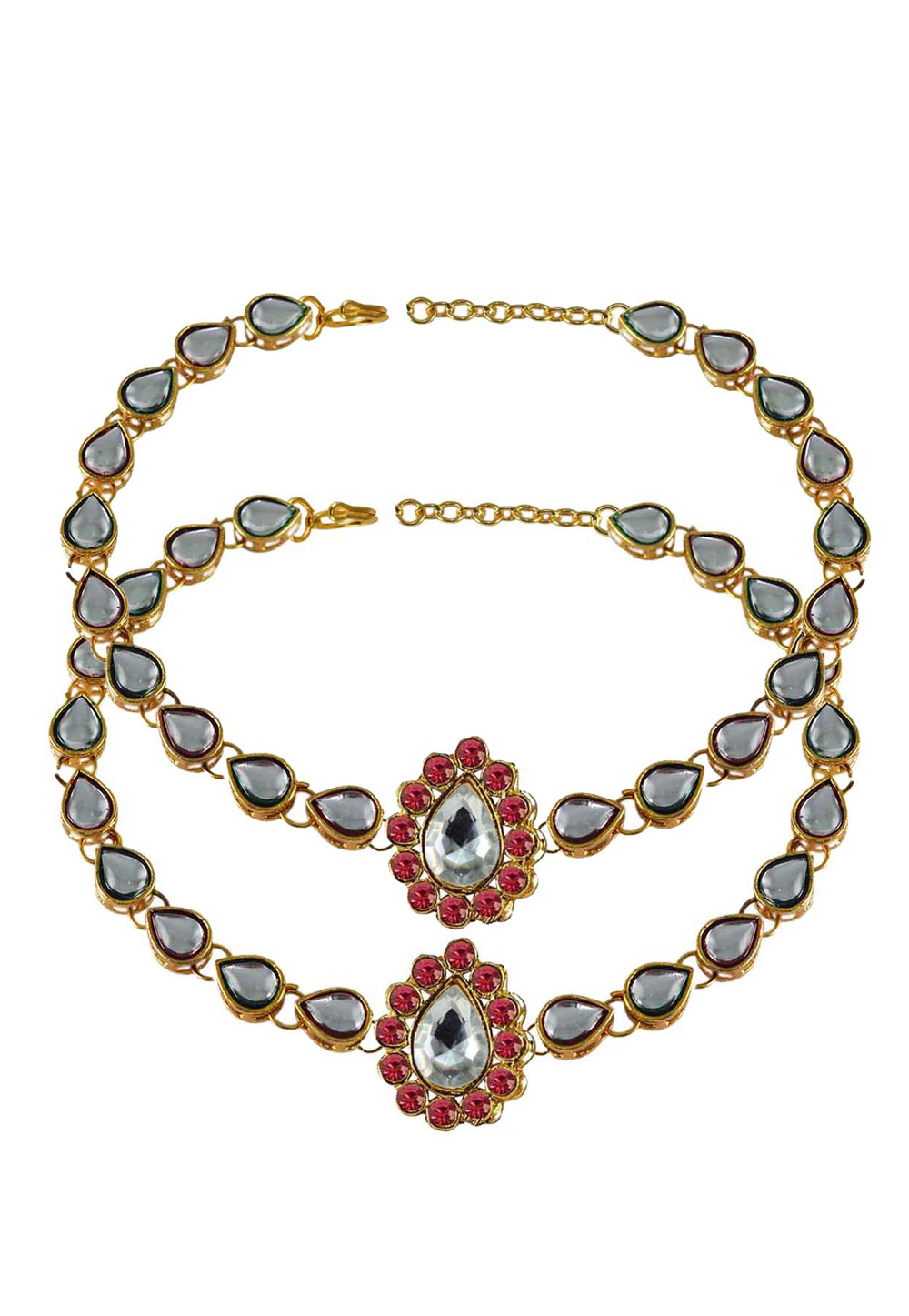 Pink Brass Gold Plated Anklets 171304