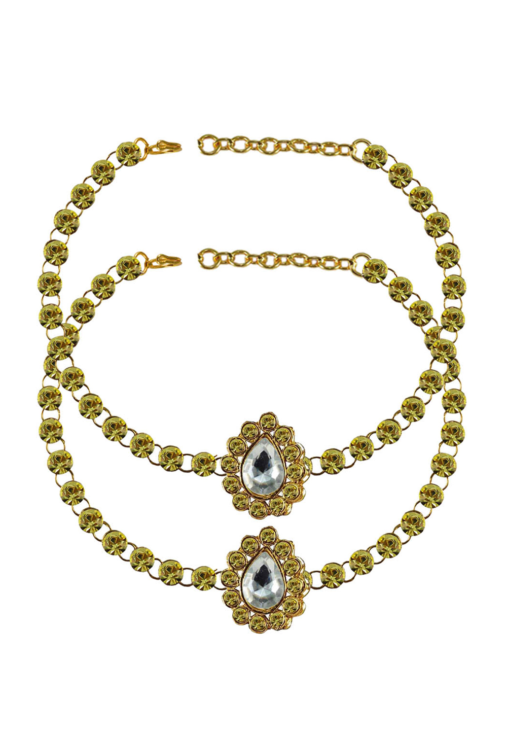 Shaded Green Brass Gold Plated Anklets 171311