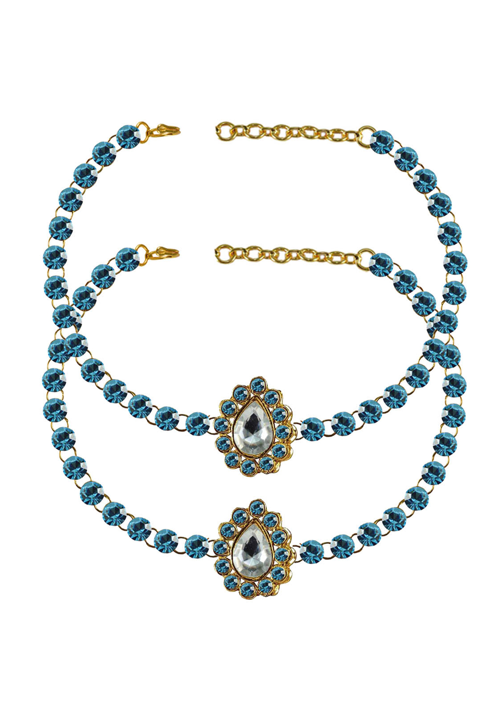 Blue Brass Gold Plated Anklets 171314