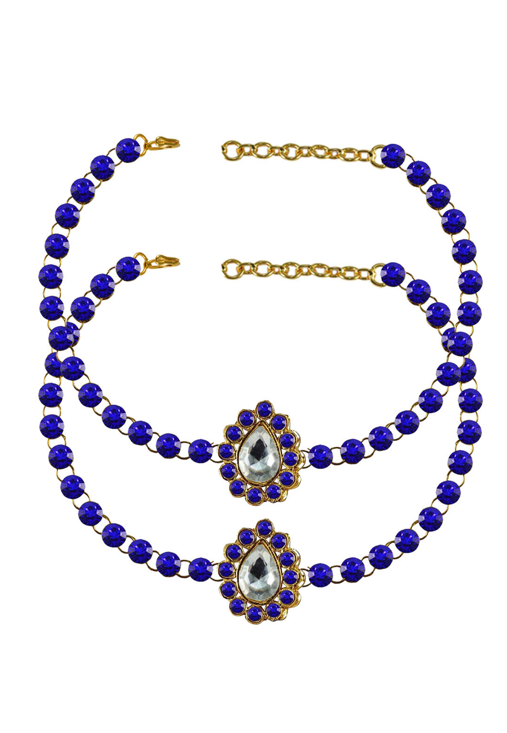 Blue Brass Gold Plated Anklets 171321