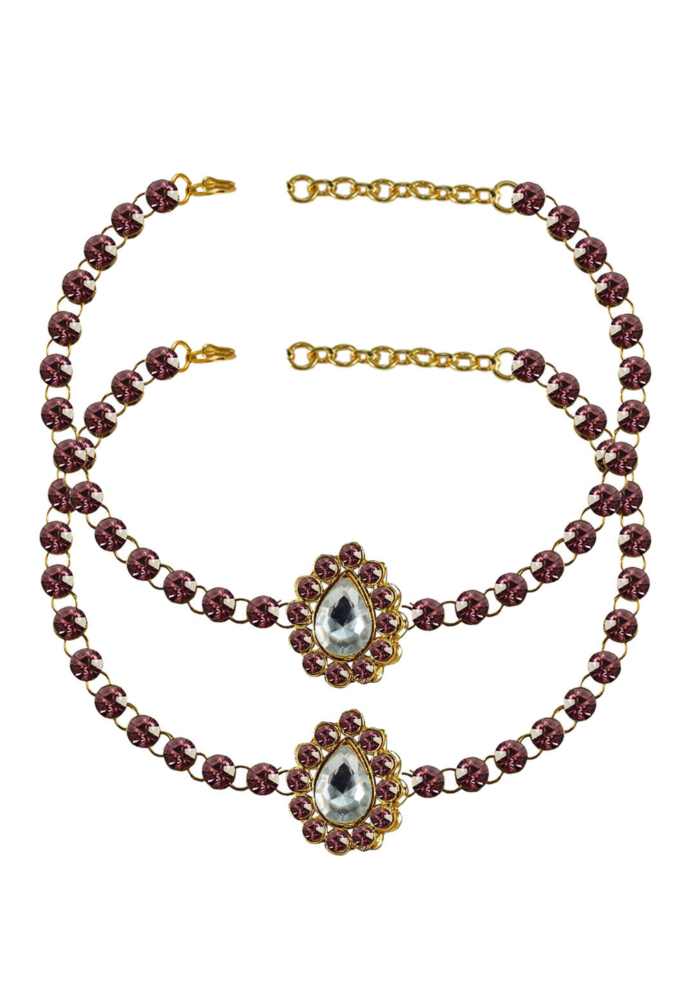 Pink Brass Gold Plated Anklets 171322