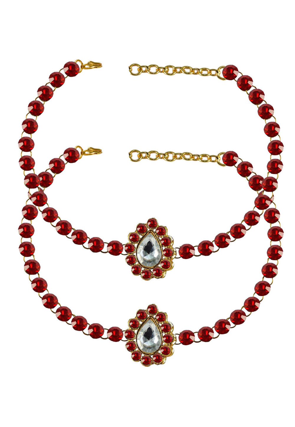 Red Brass Gold Plated Anklets 171324