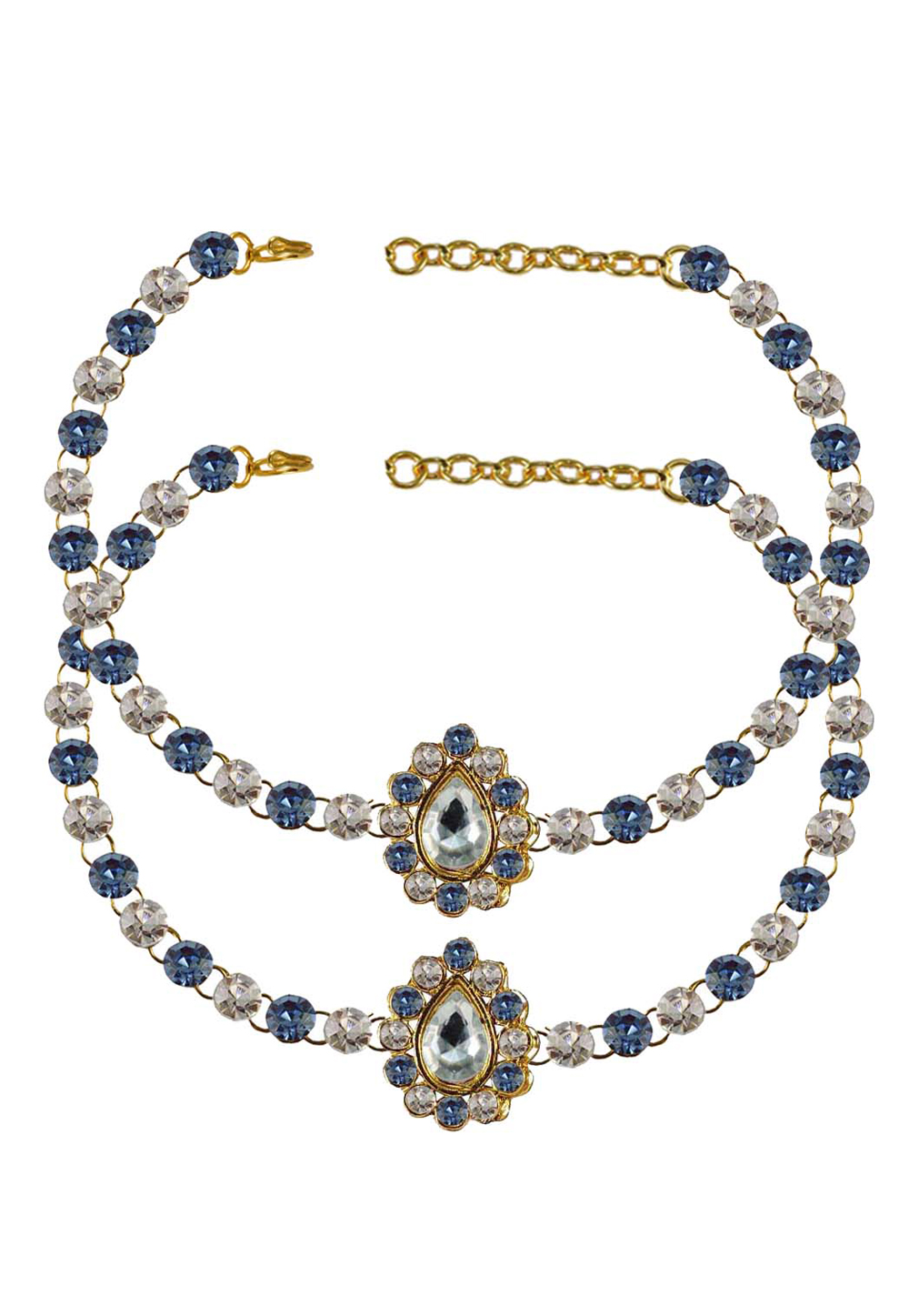 Blue Brass Gold Plated Anklets 171335