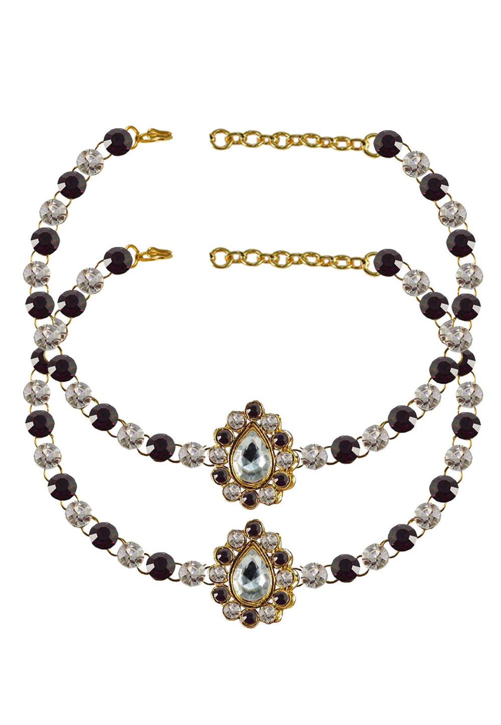Maroon Brass Gold Plated Anklets 171341