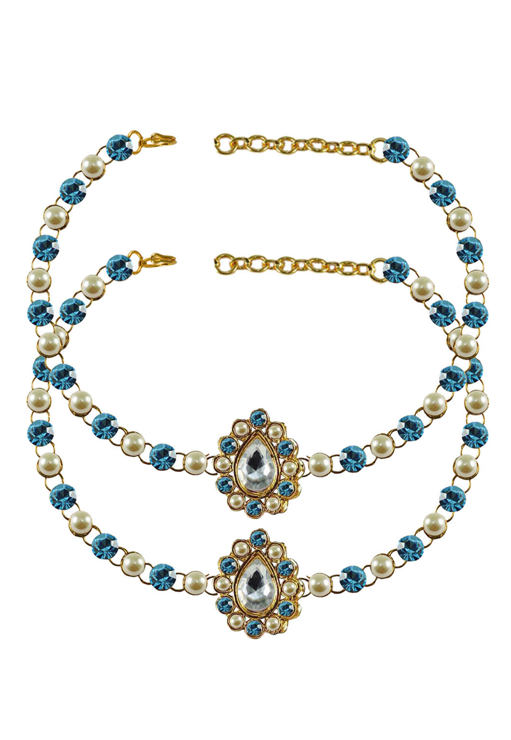 Blue Brass Gold Plated Anklets 171344